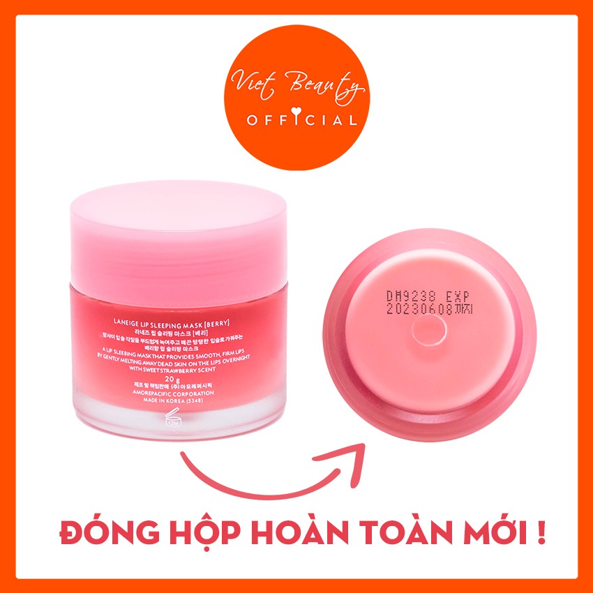 Mặt nạ ngủ dành cho môi Laneige Lip Sleeping Mask Berry 20g + Tặng 2 mặt nạ ngủ dưỡng ẩm da Water Sleeping Mask 15Ml